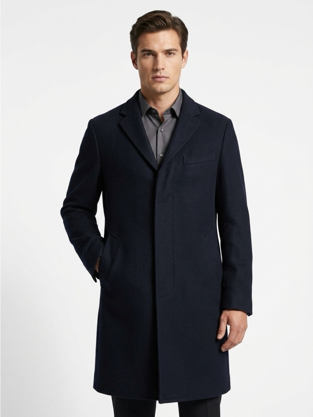 Banana Republic Nova Fides Italian Wool Cashmere Topcoat Navy M